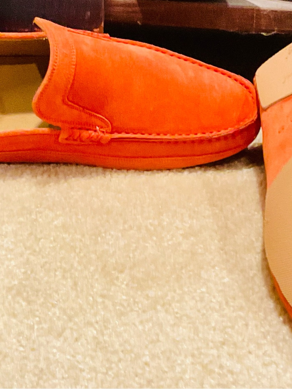 Men's Orange Suede Slip-On Loafers